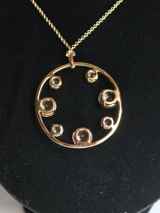 KATE SPADE Carnival Crystal Long Necklace Pastel Circle Bezel Spring Summer - Picture 4 of 9